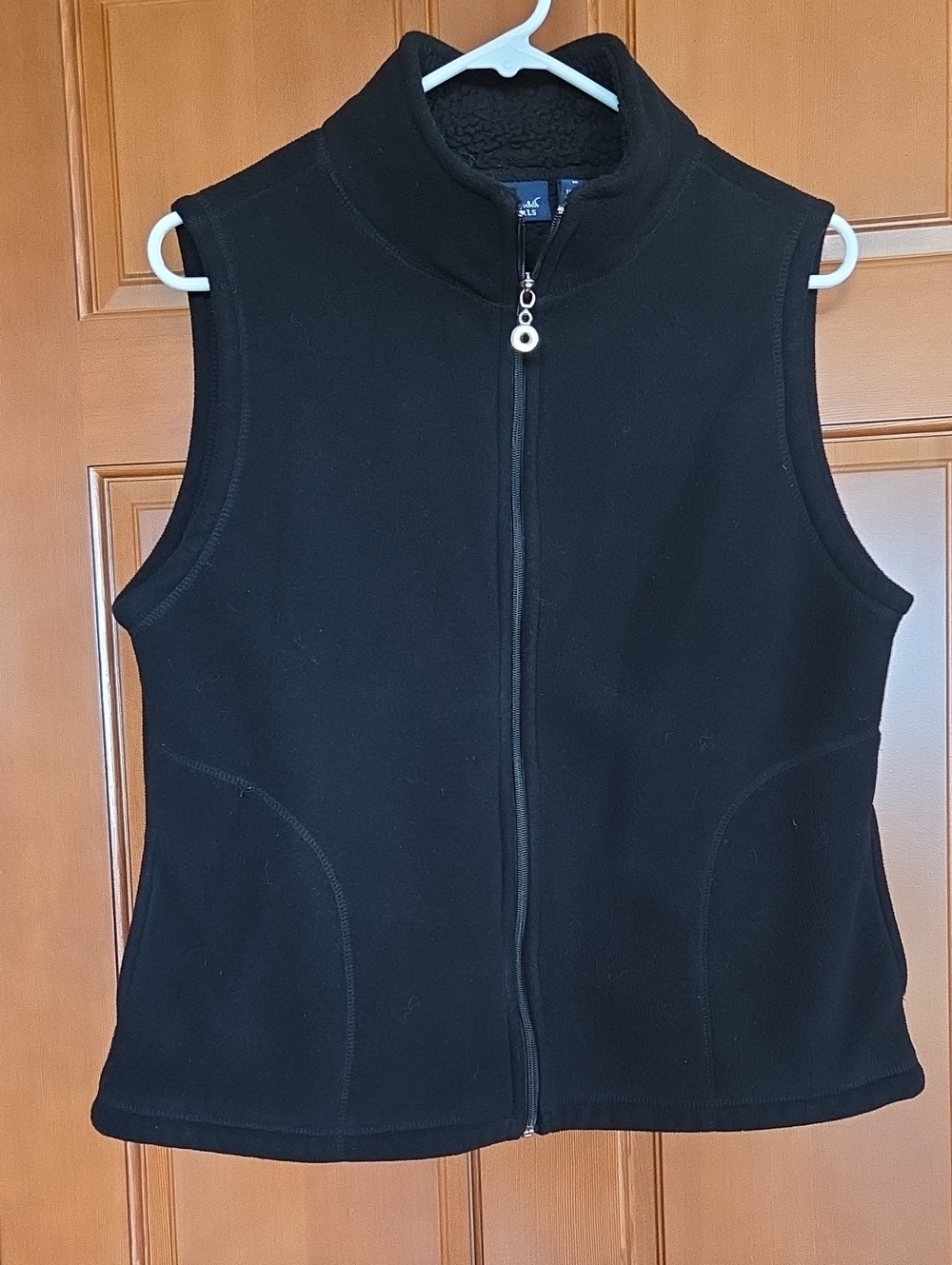 Gloria Vanderbilt  Black Fleece Full-Zip Women's Vest Side Pockets M PP19 L 23